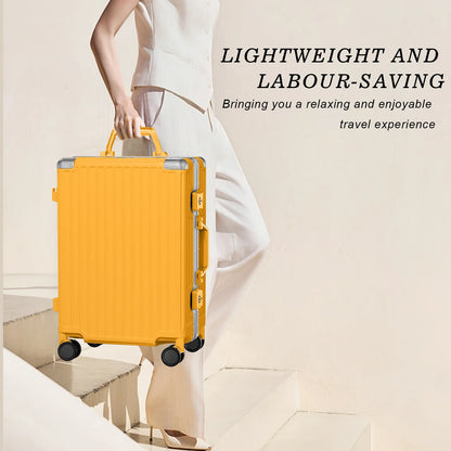 Luggage Aluminium Frame PC ABS Hardshell Suitcase with Spinner Wheels TSA Lock Zipperless Luggage 28 inch Silver