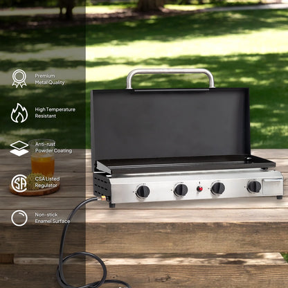 UBesGoo Propane Griddle Table Top Grill 4 Burner Camping Griddle Portable Outdoors