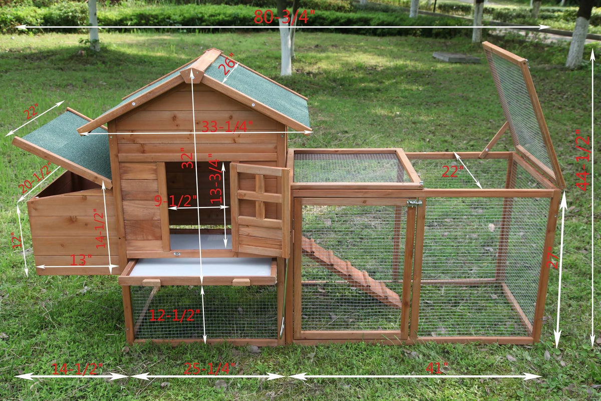 Outdoor Medium 80'' Wooden Chicken Coop Nest Box Hen House Poultry Cage Pet Hutch Garden
