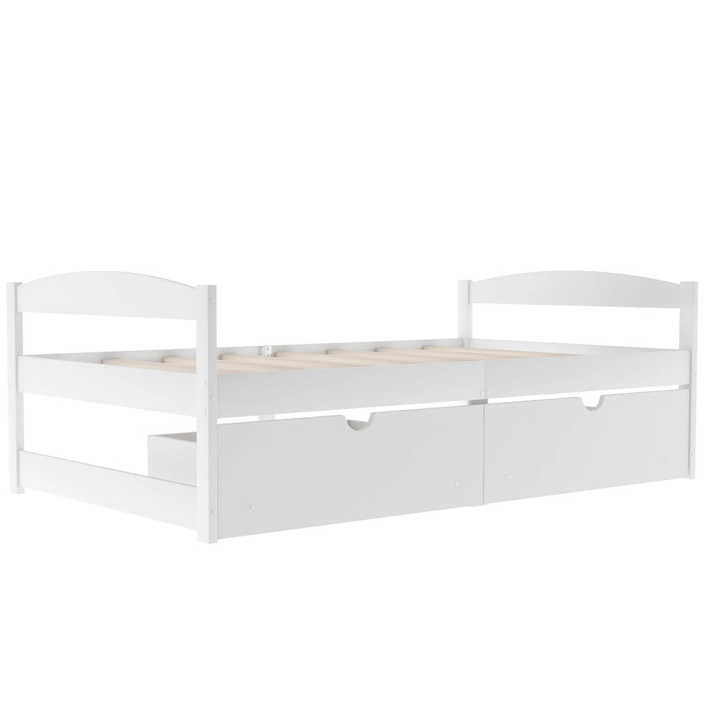 Euroco Twin Size Wooden Daybed with 2 Storage Drawers for Kids Bedroom, Gray