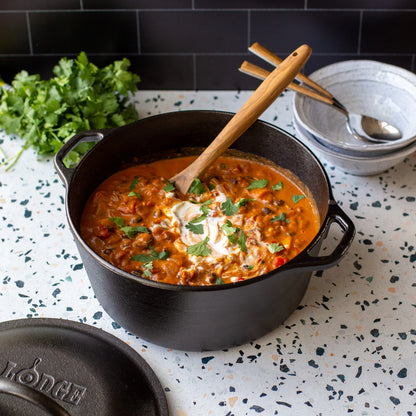 Lodge Pre-Seasoned 5 Quart Cast Iron Dutch Oven with Loop Handles and Cast Iron Cover