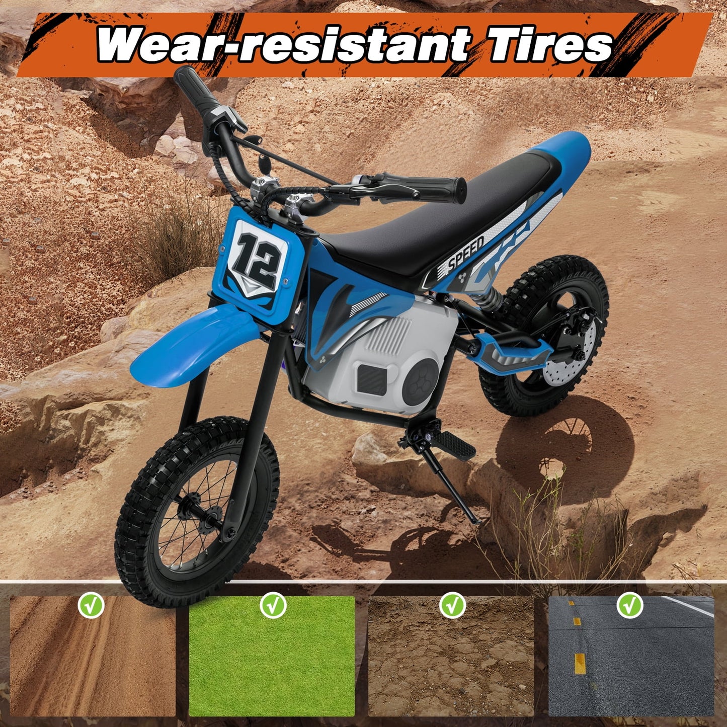 Kerry Yoo C11 36V Electric Dirt Bike for Kids 8-14, 350W Ride on Motorcycle, Electric Motorbike Teens,16 mph, High/Low Speeds-Red