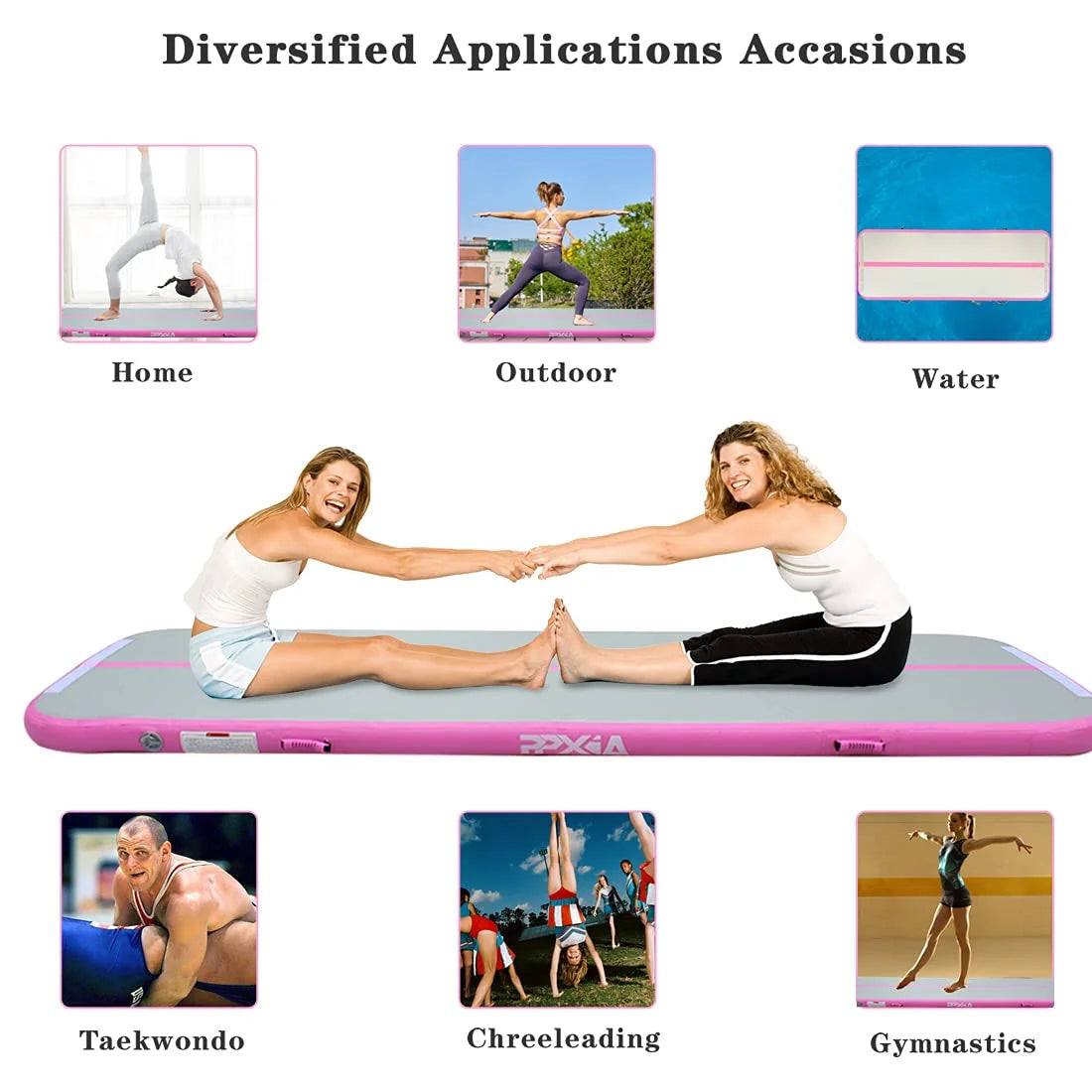 Gymnastics Mat Set 10FT Inflatable Tumbling Mat, 39*24 inch Air Roller Gymnastics Barrel and 3 Air Block with 800W Air Pump for Training Cheerleading Home Use Yoga and Water Use
