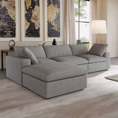 Magic Home Convertible Modular Sectional Sofa Couch,Modern Linen Fabric Sofa Free Combination Couch,L-Shaped Sofa 3-Seat Sofa with Ottoman for Living Room,Apartment and Small Space,Light Gray