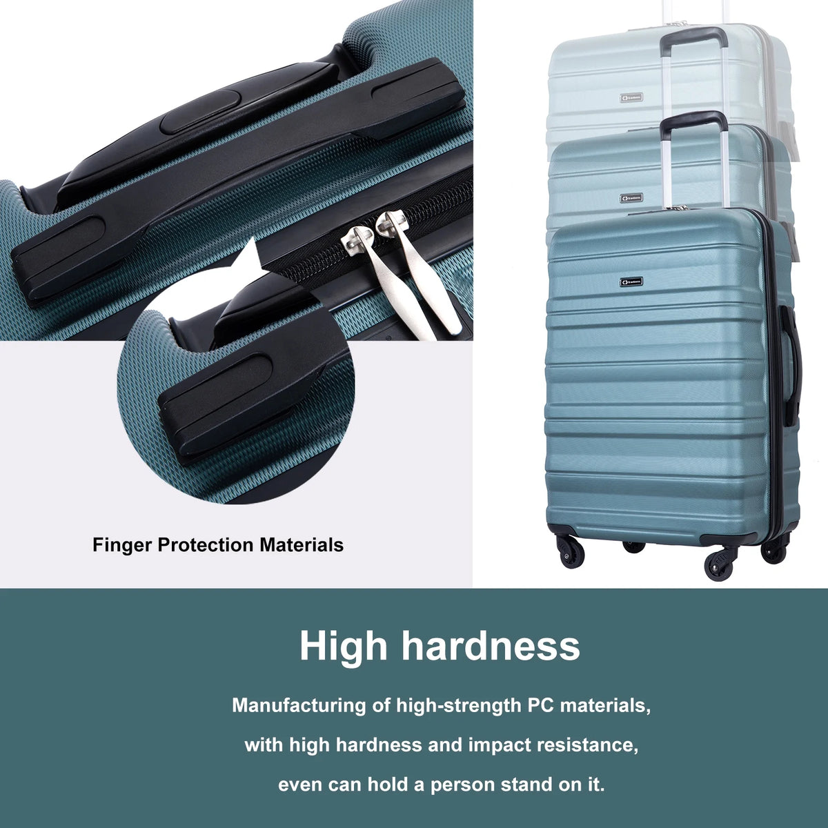 Tripcomp Hardside Luggage Set 3-Piece Set (21/25/29) Lightweight Suitcase 4-Wheeled Suitcase Set(Purple)