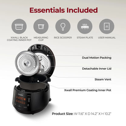 CUCKOO CRP-P0609S 6-Cup (Uncooked) / 12-Cup (Cooked) High Pressure Rice Cooker & Warmer with Nonstick Inner Pot, 12 Menu Options, Fuzzy Logic Tech, 3 Voice Guide, Auto Clean (Black/Copper)