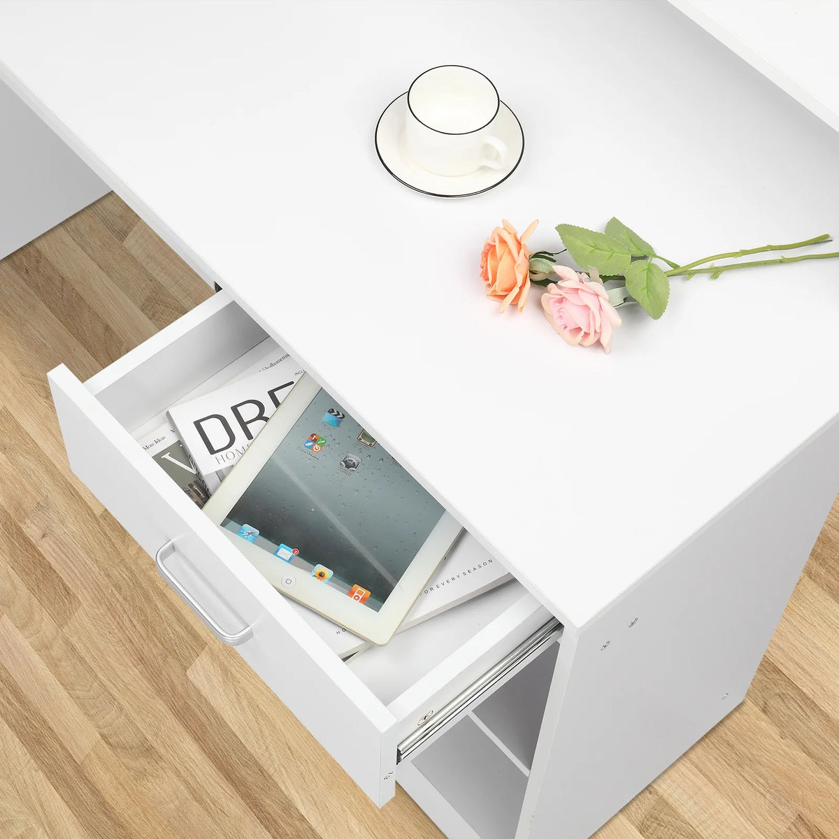 Ktaxon Computer Desk Home Office Workstation Laptop Table Drawer Shelf Furniture White