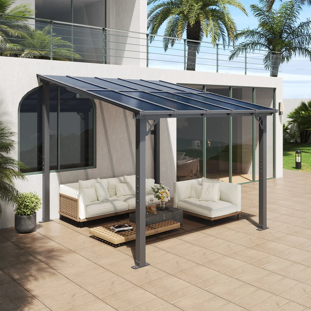 Aoxun 8' x 5' Gazebo for Patio, Gazebo Pergola with Sloped Roof, Grill Gazebo Large Wall-Mounted Heavy Duty Awnings, for Backyard, Deck, Patio