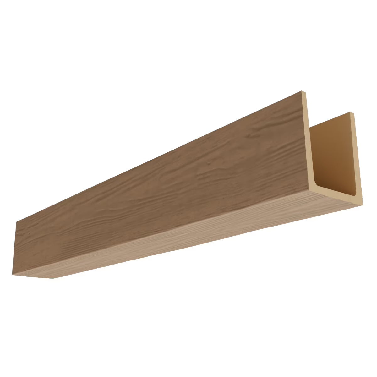 Ekena Millwork 3 1/2"W x 3 1/2"H x 120"L 3-Sided (U-Beam) Mena HeritageTimber Faux Wood Ceiling Beam, Kona Brown