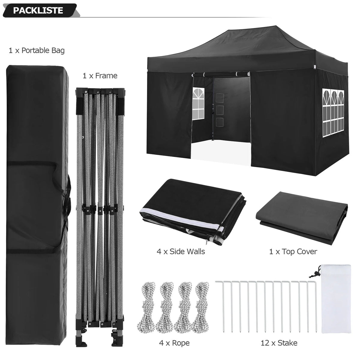 COBIZI 10x15ft Pop up Canopy, Easy up Heavy Duty Canopy Tent with 4 Removable Sidewalls,Gray
