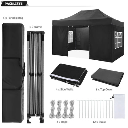 COBIZI 10x15ft Pop up Canopy, Easy up Heavy Duty Canopy Tent with 4 Removable Sidewalls,Gray