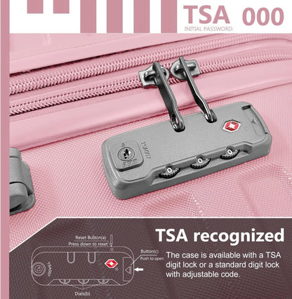 6-Piece Hardshell Luggage Set with Expandable Spinner Suitcases & TSA Lock, 25% Extra Capacity, Duffel Bag & Toiletry Kit, Cream ABS Suitcases