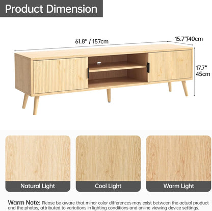 Selooye Mid Century TV Stand, Modern TV Console for TVs up to 70 Inches, Entertainment Center with Storage, TV and Media Consol, 62 Inch (Natural)