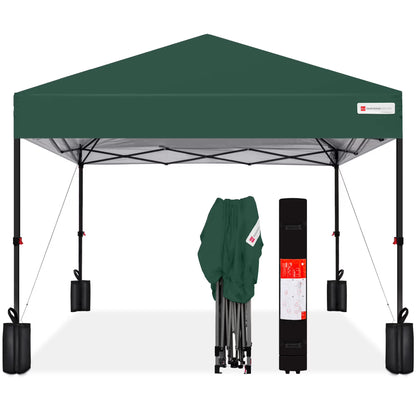 Best Choice Products 12x12ft Easy Setup Pop Up Canopy w/ 1-Button Setup, Wheeled Case, 4 Weight Bags - Navy Blue