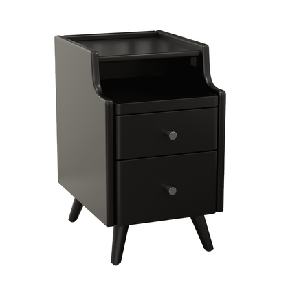 Small Nightstand,Solid Wood Nightstand with Drawers, Walnut Bedside Table for Bedroom
