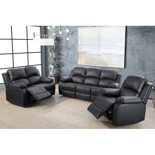 Ainehome Furniture 3-Pieces Recliner Sectional Sofa Set, Reclining Living Room Sofa, Loveseat, Chair (Black, Living Room Set 3+2+1)