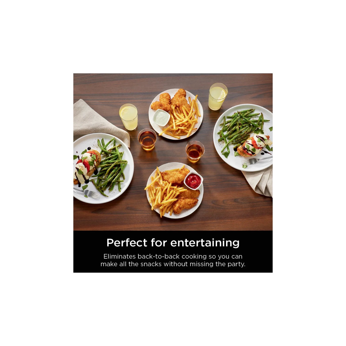 Ninja DoubleStack XL 2-Basket Air Fryer, DoubleStack Technology Cooks 4 Foods at Once, Space Saving Design, 10 QT, 4-in-1, Smart Finish & Match Cook, SL400