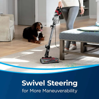 BISSELL Pet Hair Eraser Slim Corded Stick Vacuum, Carpet, Area Rugs, Hard Floor, Upholstery, Lightweight, Swivel Steering, Tangle-Free Brish Roll, 3875, Black