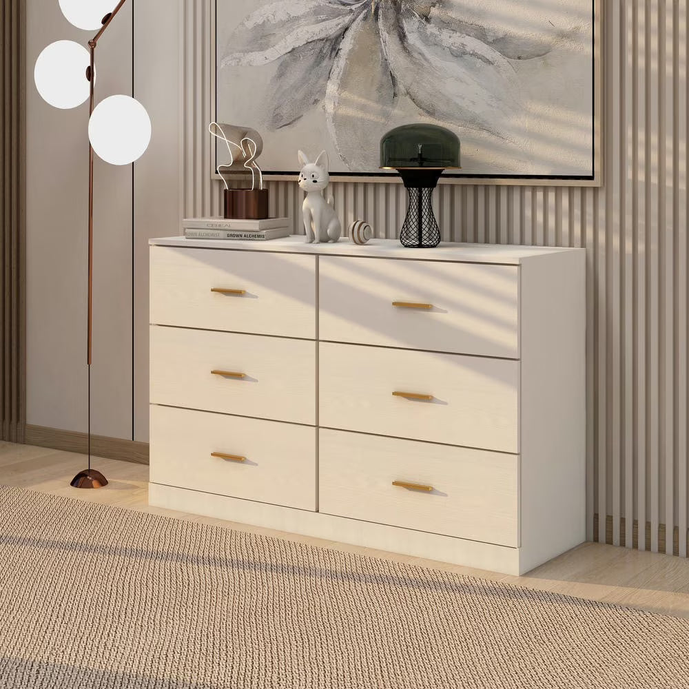 Kadyn Modern 6 Drawer Dresser Wood Cabinet,Dresser for Bedroom, Kitchen Storage Cabinet with Drawers, Chest of Drawers(Black)