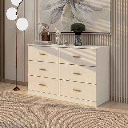 Kadyn Modern 6 Drawer Dresser Wood Cabinet,Dresser for Bedroom, Kitchen Storage Cabinet with Drawers, Chest of Drawers(Black)