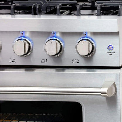 Cosmo 36 Inch 6 Cubic Foot Gas Range Convection Oven with 6 Italian Burners