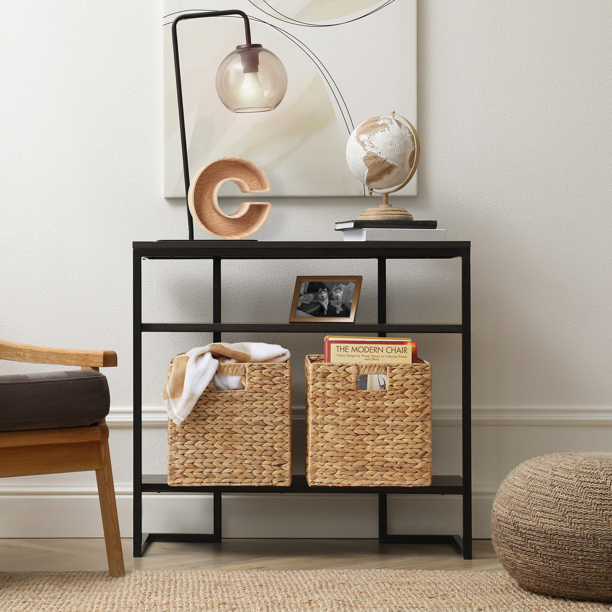 Set of 4 Hyacinth Storage Cubes, 12x12 Wicker Basket Bins for Shelves, Natural