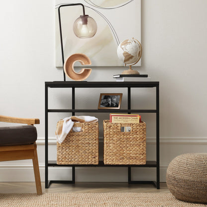 Set of 4 Hyacinth Storage Cubes, 12x12 Wicker Basket Bins for Shelves, Natural