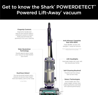 Restored Shark POWERDETECT Upright Vacuum Cleaner with HEPA Filter, Heavy Duty,Powerful Suction for Pet Hair Pickup, DuoClean, Ideal for Carpets & Hardfloors, AZ4002 (Certified)(Refurbished)