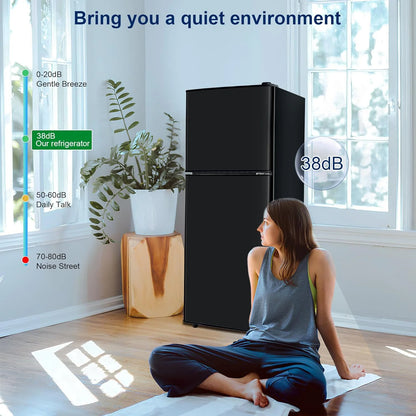 GGTB 4.8 Cu. Ft. Apartment Refrigerator with Freezer, Dorm Fridge with Adjustable Thermostat & Shelves, Mini Refrigerator Freezer for RV, Kitchen, Office, College, Black