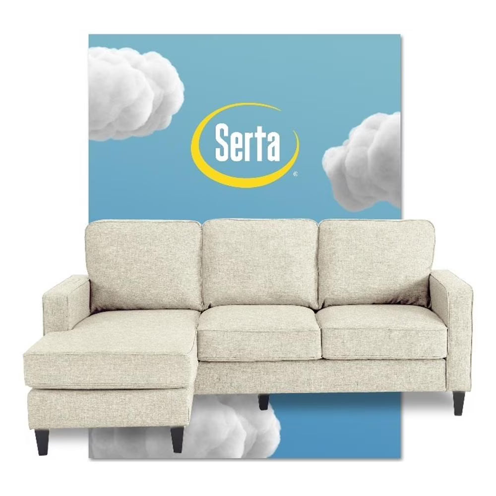 Serta Harmon Square Arm Sectional Navy Blue
