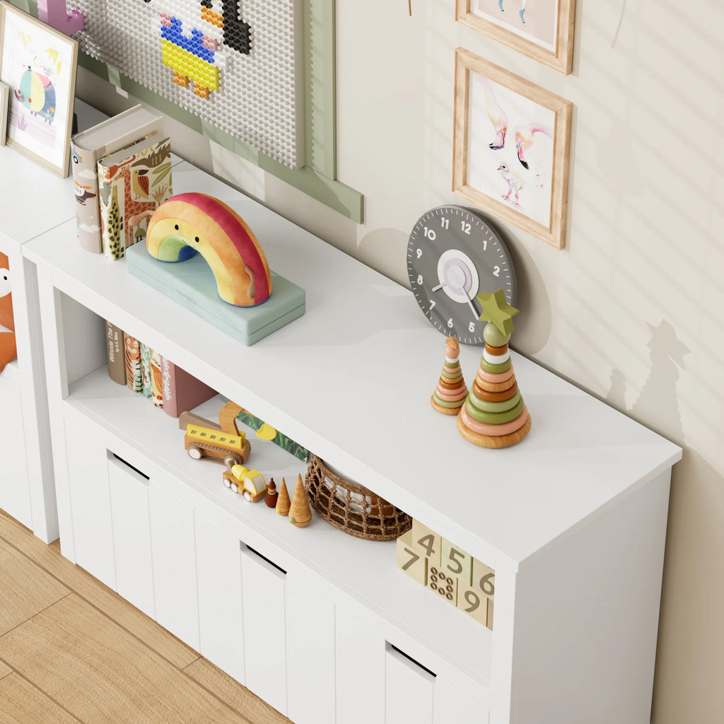Homfa Kids Toy Storage, Cubes Storage Bins with 3 Drawers, White Toy Box with Shelves and Wheels