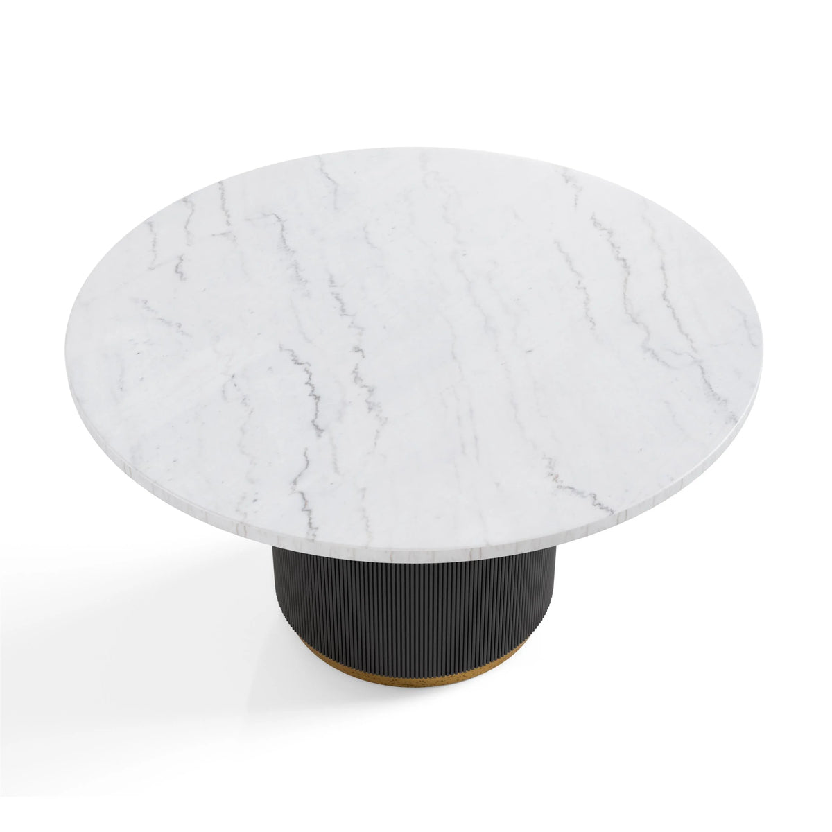 Furniture of America Jaine 54" Round Indoor Dining Table, Black and White