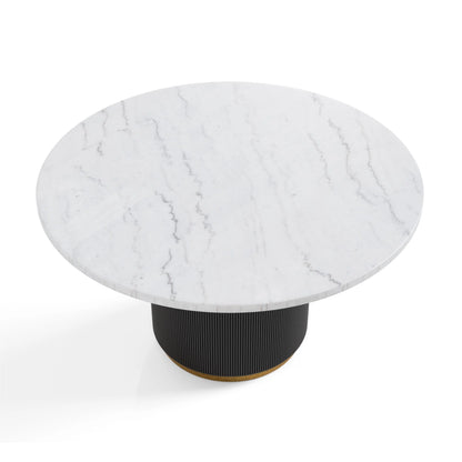 Furniture of America Jaine 54" Round Indoor Dining Table, Black and White