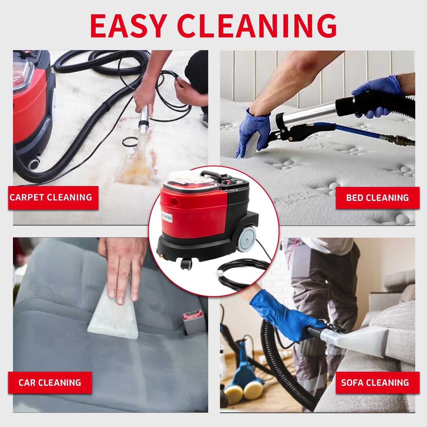 Carpet and Upholstery Extractor Cleaning Machine, Powerful 1.07 HP Motor, 3.7-gal Tank