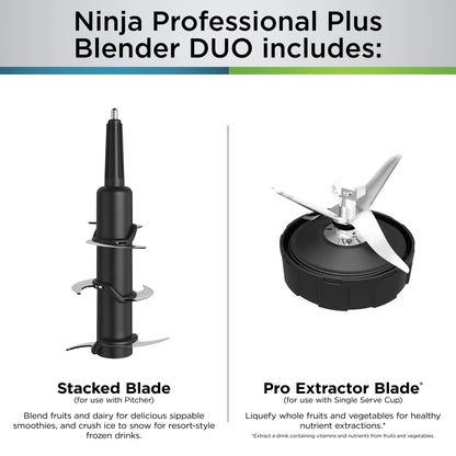 Ninja Professional Plus DUO Blender, 1400 W, 2 Auto-IQ Programs for Smoothies, Nutrient Extraction, 72 oz* Total Crushing Pitcher & (1) 24 oz To-Go Cup, Black, BN750