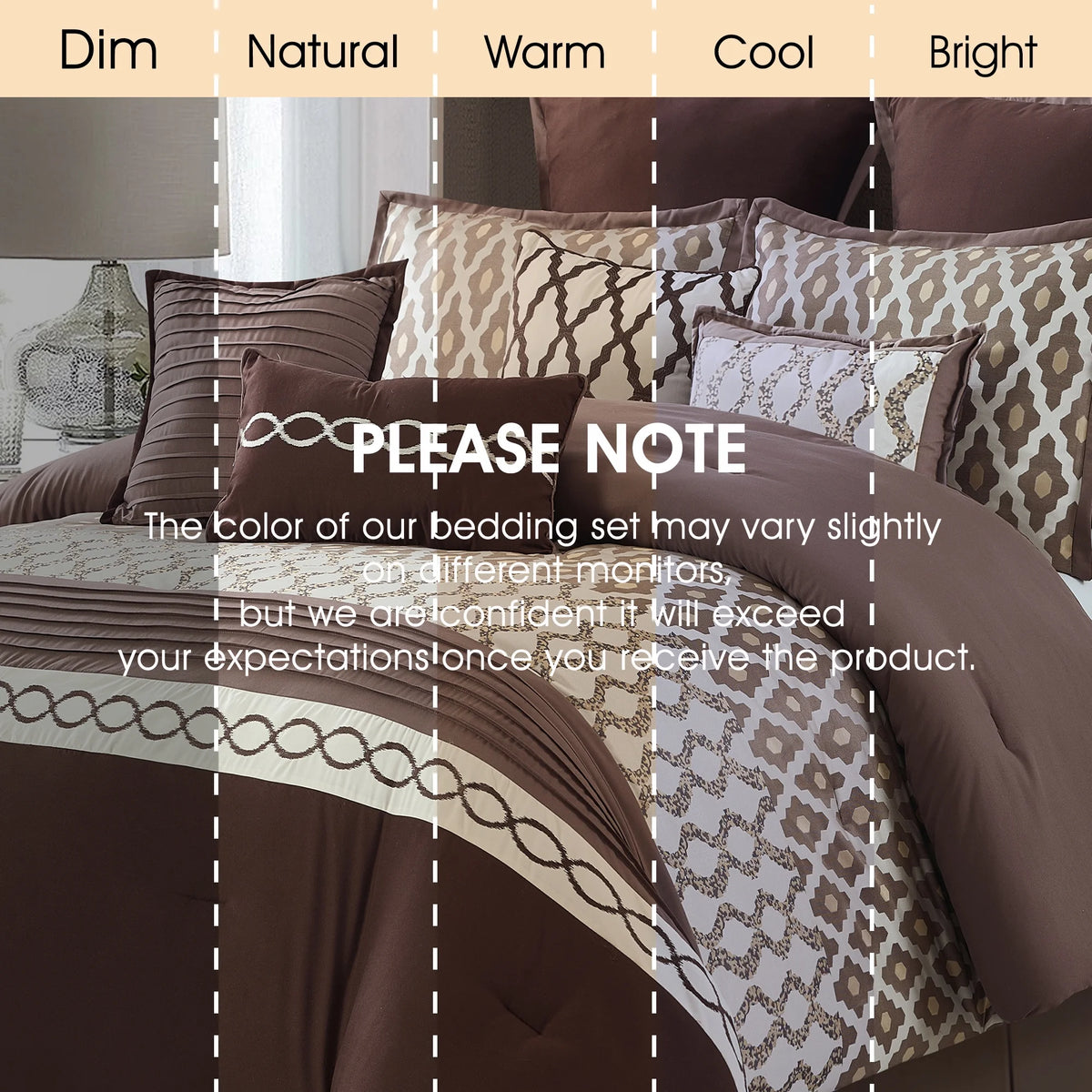 LANCO MODERN LIFESTYLE King Size Comforter Set, Burgundy, 10 Piece Bed in a Bag for All Seasons, Luxury Extreme Comfort Bedding Sets with Bedskirt, Pillow Shams, Euro Shams and Decor Pillows
