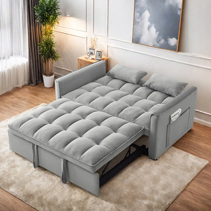 Convertible Sofa Bed,3-in-1 Sleeper Sofa with Pull Out Bed,Sleeper Futon Couch Loveseat with Adjsutable Backrest and Pillows for Living Room,Black