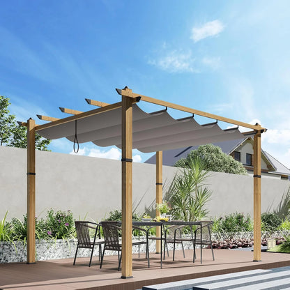 Outdoor Aluminum Pergola with Retractable Canopy, Reinforced 4-Sided Base, Waterproof & UV-Resistant Adjustable Roof, Modern Design for Patio, Deck, Backyard, and Garden