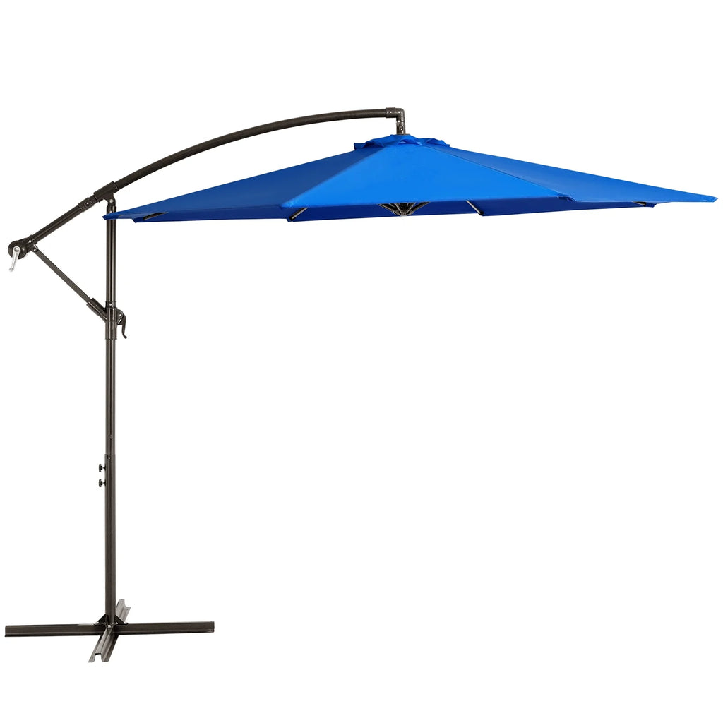 JUSTLET 10ft Heavy Duty Patio Hanging Offset Cantilever Patio Umbrella W/ 4-Piece Base Included Included, Beige