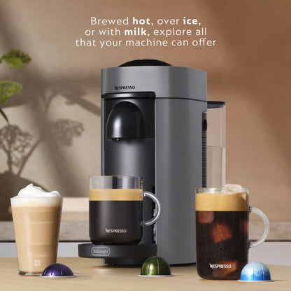 Nespresso New Vertuo Plus Coffee and Espresso Machine by De'Longhi with Aerocinno, Gray, Single-Serve Brewers