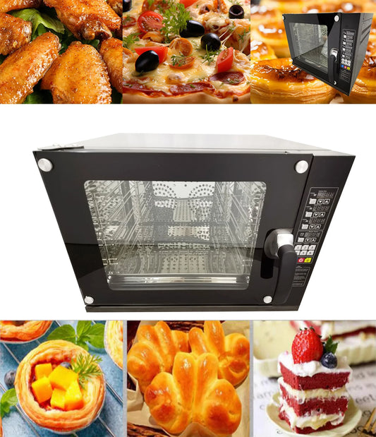 60L Commercial Countertop Convection Spray Oven 4 Racks Hot Air Circulation Electric Oven 220V