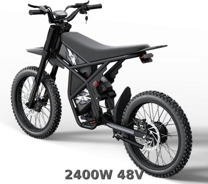 2000W Electric Dirt Bike for Adults Ridingtimes GT73 UL2849,Brushless Hub Motor,18.2AH*2 Electric Bike with 25\" tires digital screen Carbon Steel,Black