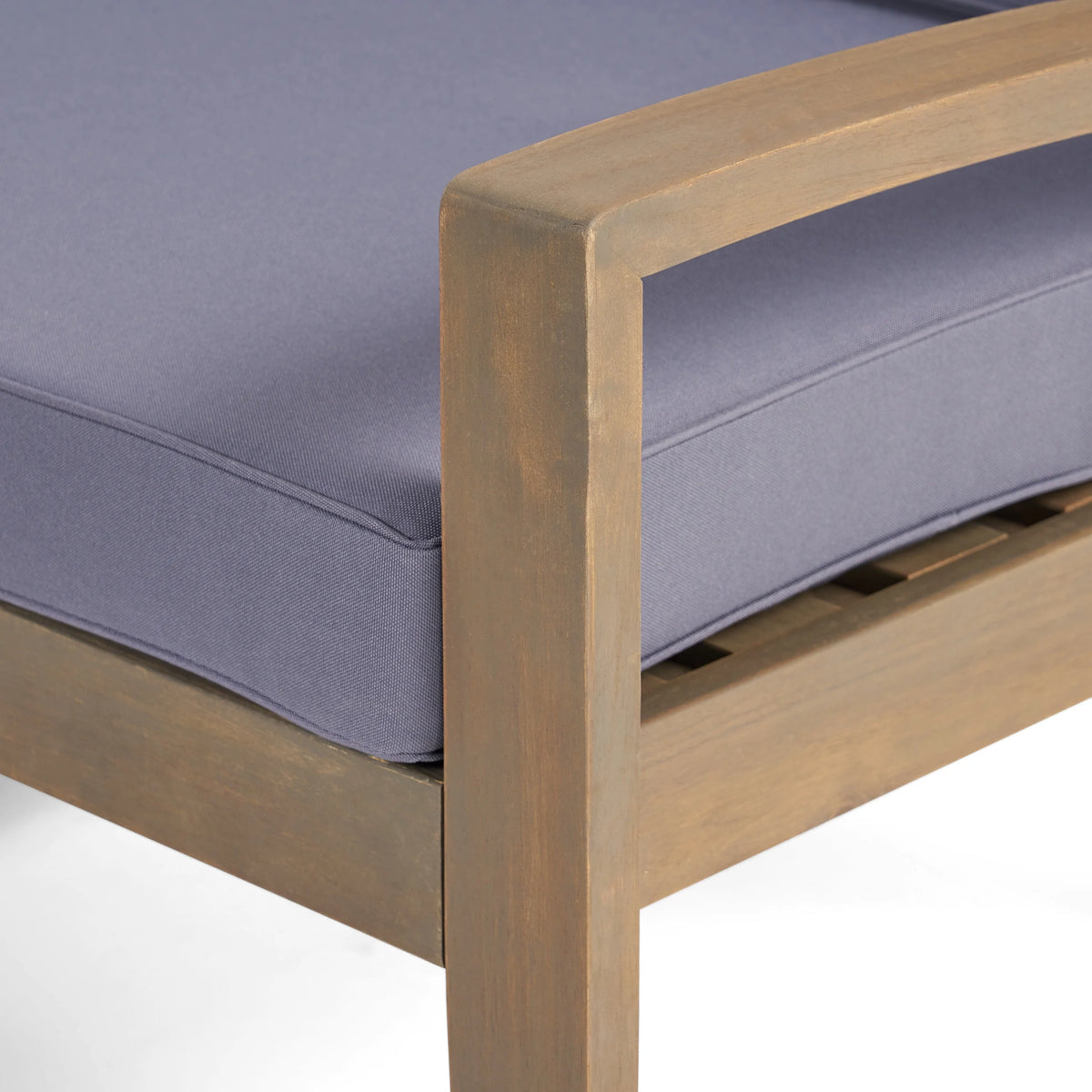 Wilcox Outdoor Acacia Wood Loveseat and Coffee Table Set with Cushions, Grey, Dark Grey
