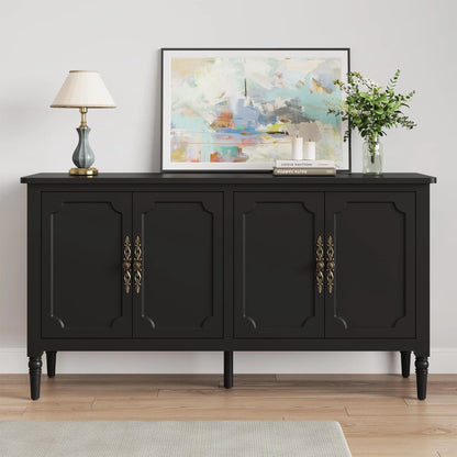May in Color Console Cabinet, 58'' Wood Sideboard Buffet Cabinet with Storage & 4 Doors, Mid Century Modern Pantry Cabinet for Entryway, Living Room, Bedroom, Dining Room, Green