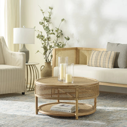 SAFAVIEH Modern Round Rattan Coffee Table, Natural