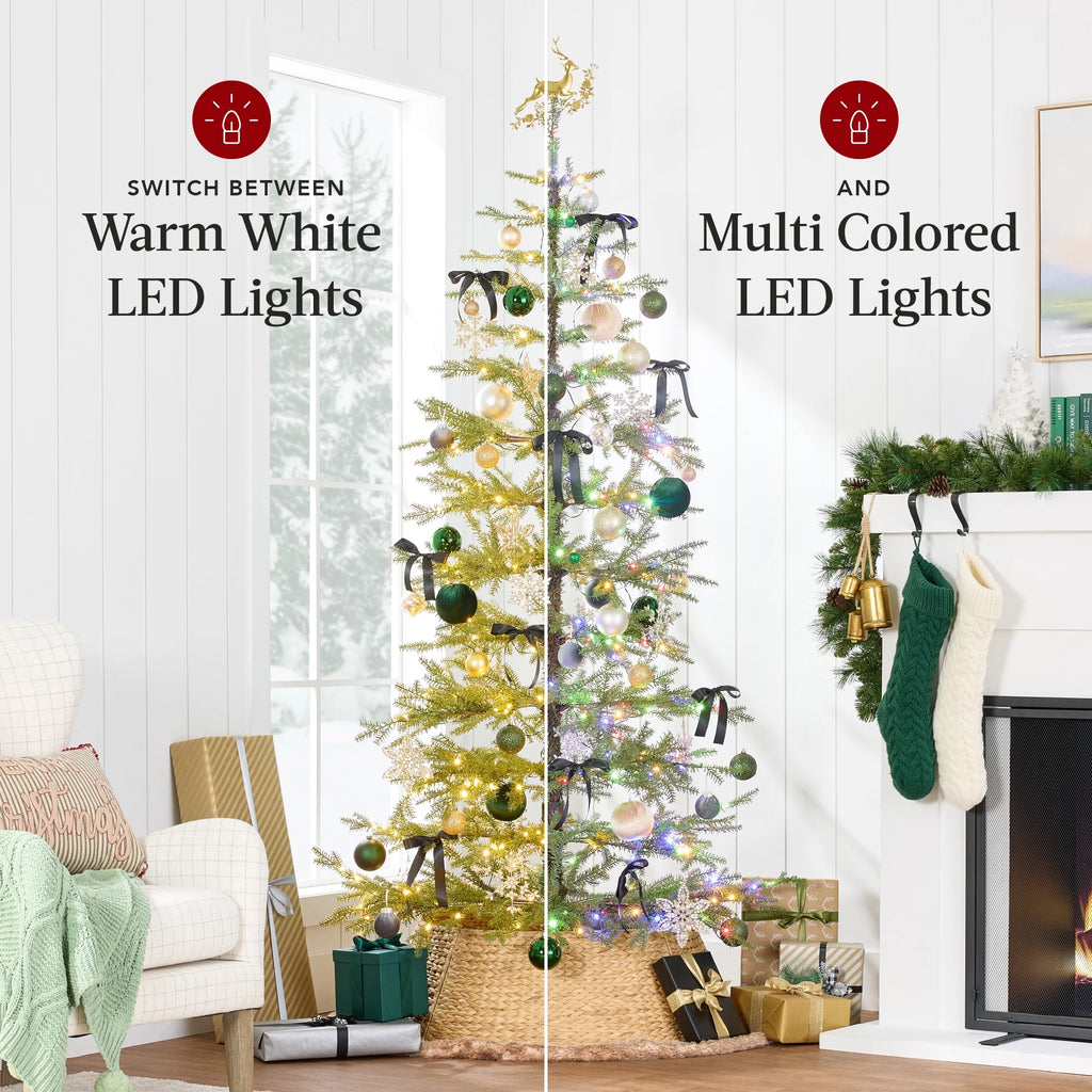 Best Choice Products 4.5ft Pre-Lit Sparse Christmas Tree w/ 100 2-in-1 LED Lights, Cordless Connection, Metal Stand