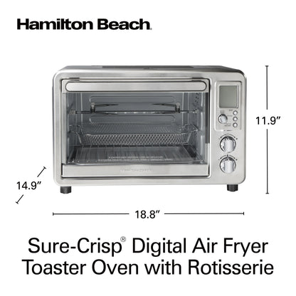 Hamilton Beach Sure-Crisp 6 Slice Countertop Toaster Oven with Sure-Crisp Air Fryer Function, Stainless Steel