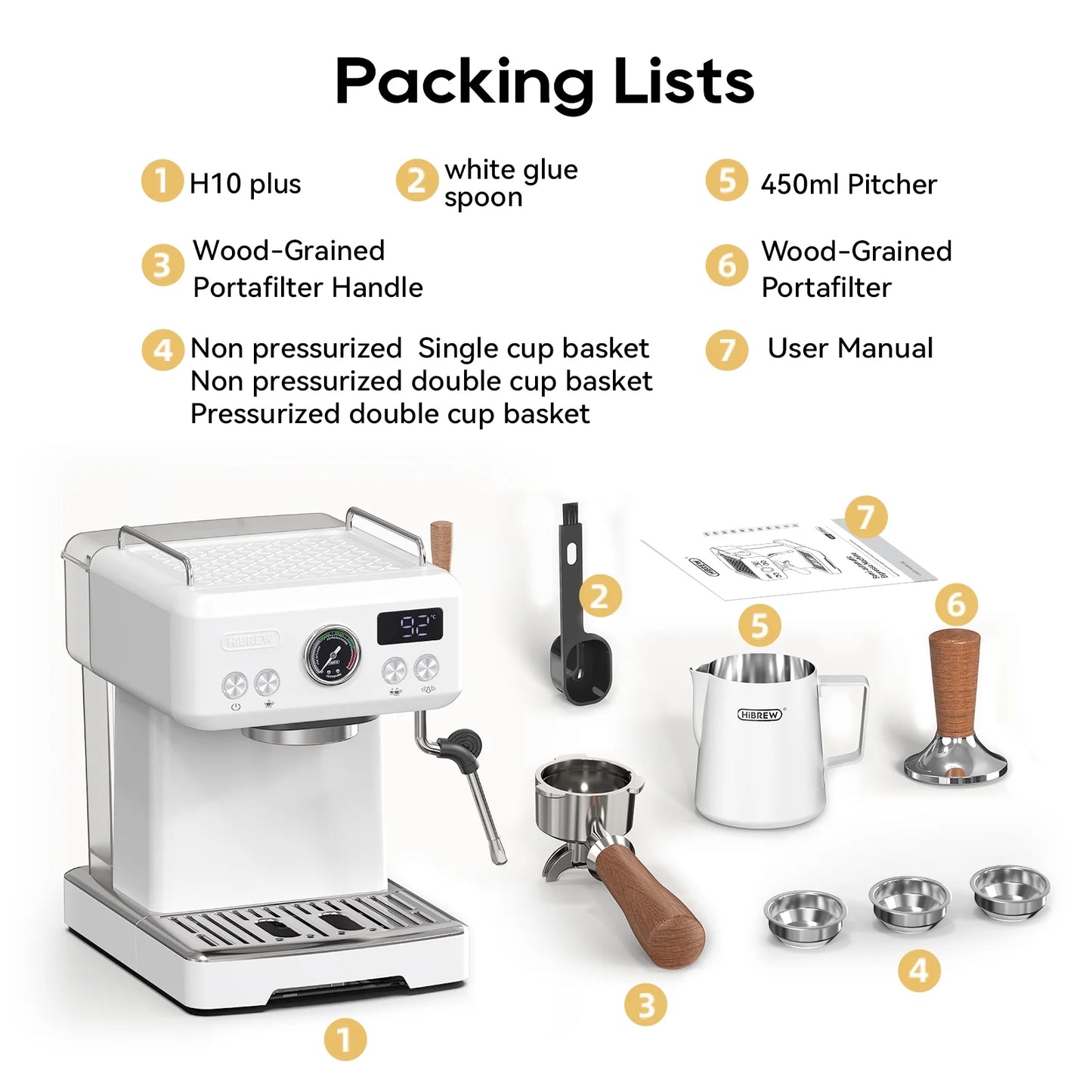 HiBREW H10PLUS 20Bar Espresso Coffee Machine with Adjustable Temperature & Steam