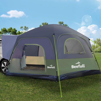 SUV Camping Tent for 6-8 Person with Rainfly,  Car Camping Tent with Waterproof, Double Layer Design with Storage Bag, Green & Gray