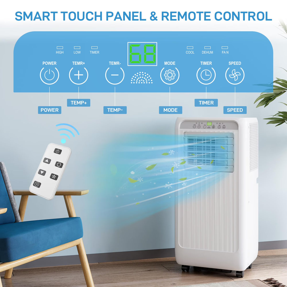 TROPOW 8000Btu Portable Air Conditioner 4-in-1 Portable AC Unit Cool up to 350sq.ft, Portable Air Conditioners with Remote Control & Window Kit1-24H Timers